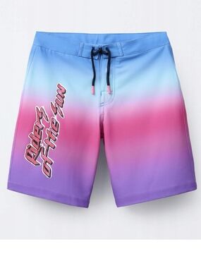 Zara Kids Gradient Blue Pink Purple Swim Board Shorts Size 13-14 NWT